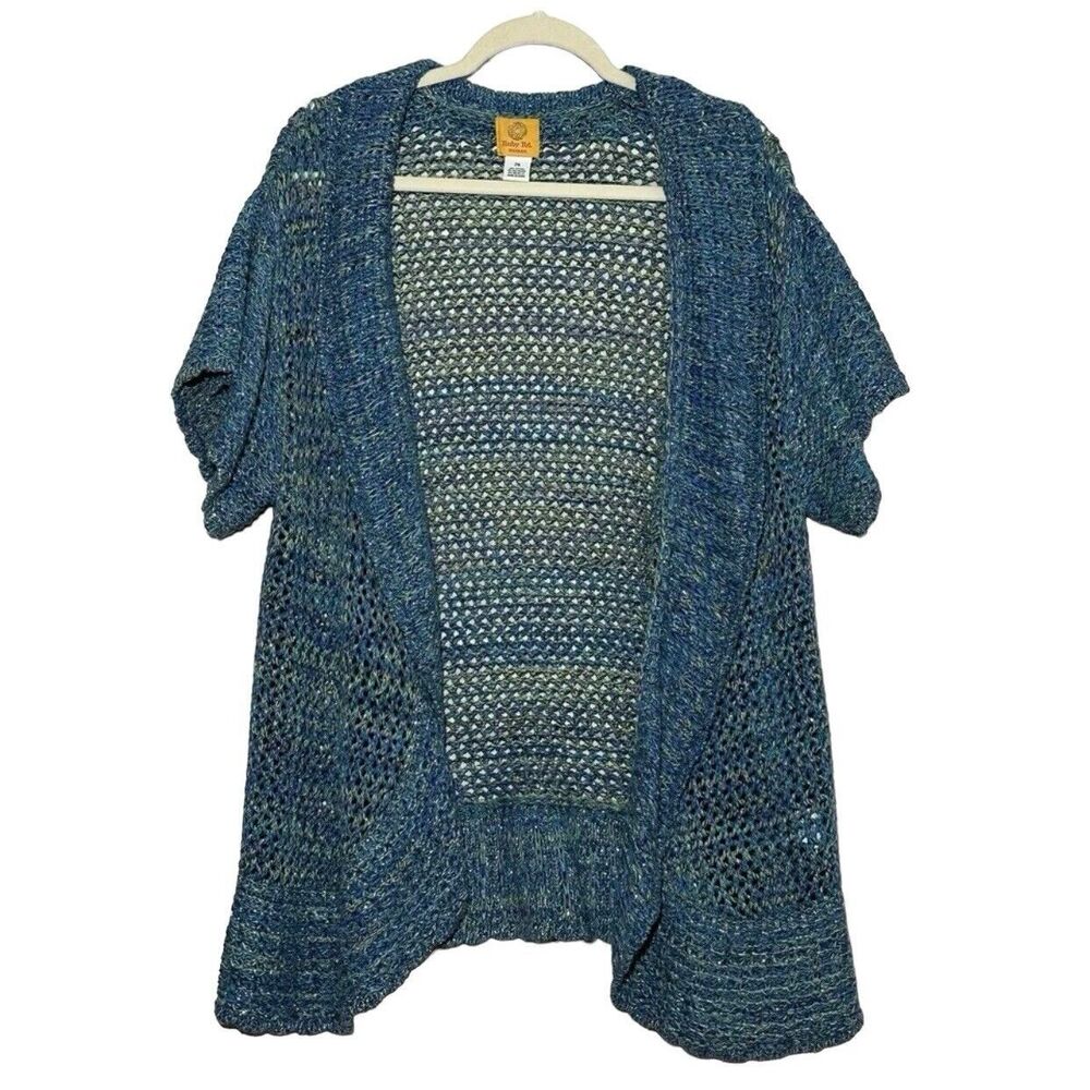 Ruby Rd. Open Women's Top Sweater Cardigan Blue Green Metallic - Size 2X